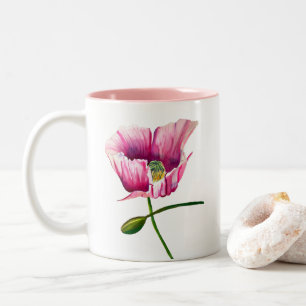 Tasse 2 Couleurs Pink Pop aquarelle fleur joli art