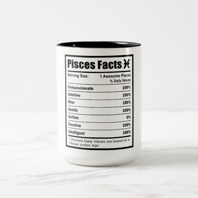Tasse 2 Couleurs Pisces Nutrition Fiches (Centre)