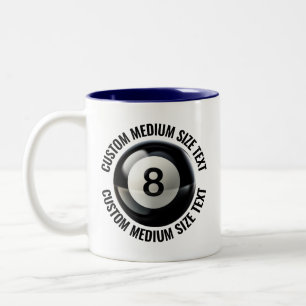 Tasse 2 Couleurs Piscine 8 Ball & Texte Moyen BLEU NAVY 325ml Perso