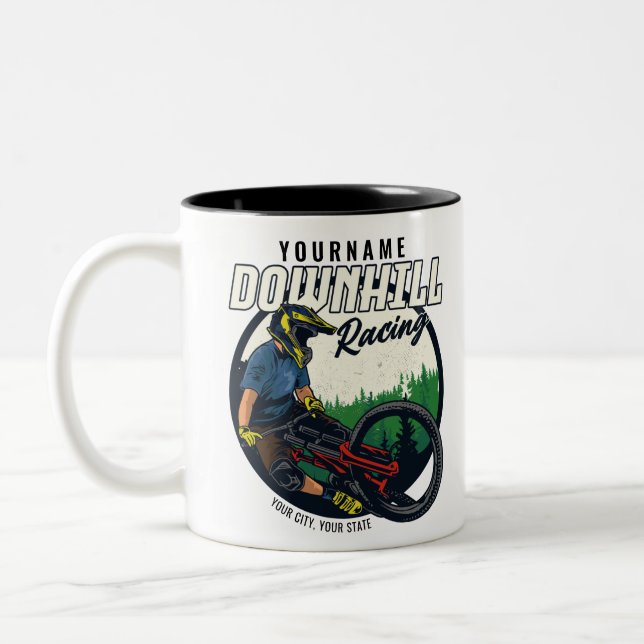 Tasse 2 Couleurs Piste VTT de descente personnalisée (Gauche)
