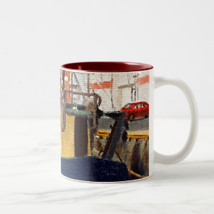 Tasse 2 Couleurs Pittoresque Galway City Irlande Bateau de pêche C 