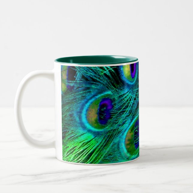 Tasse 2 Couleurs PixDezines plumes de paon (Gauche)