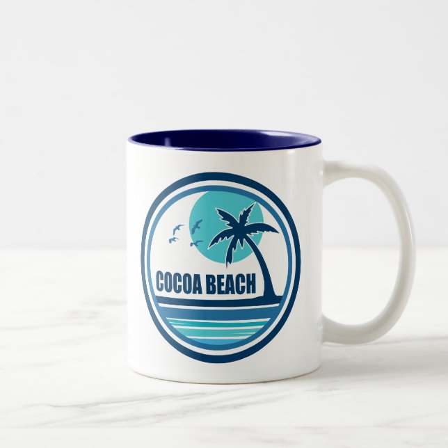 Tasse 2 Couleurs Plage de cacao Floride Palmiers Oiseaux (Droit)