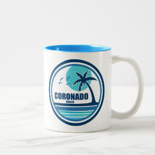 Tasse 2 Couleurs Plage de Coronado Californie Palmier Oiseaux