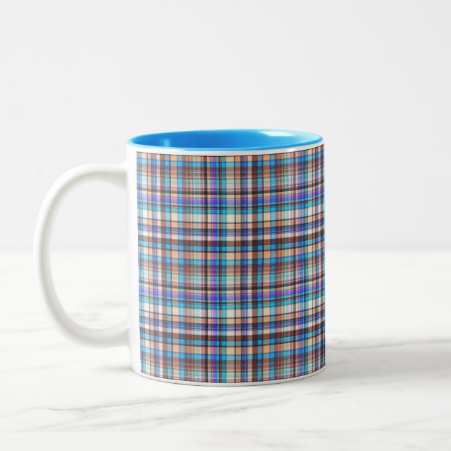 Tasse 2 Couleurs Plaid Fabric Checkered Print Pattern-57688 (Gauche)
