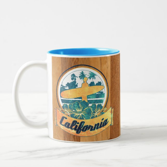 Tasse 2 Couleurs Planche de surf de la Californie (Gauche)