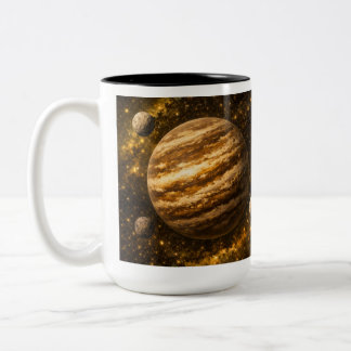 Tasse 2 Couleurs Planète dorée et brune avec trois lunes