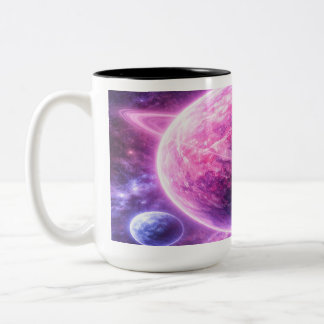 Tasse 2 Couleurs Planète rose avec quatre lunes