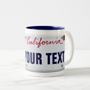 Tasse 2 Couleurs Plaque de licence Californie (personnalisable)