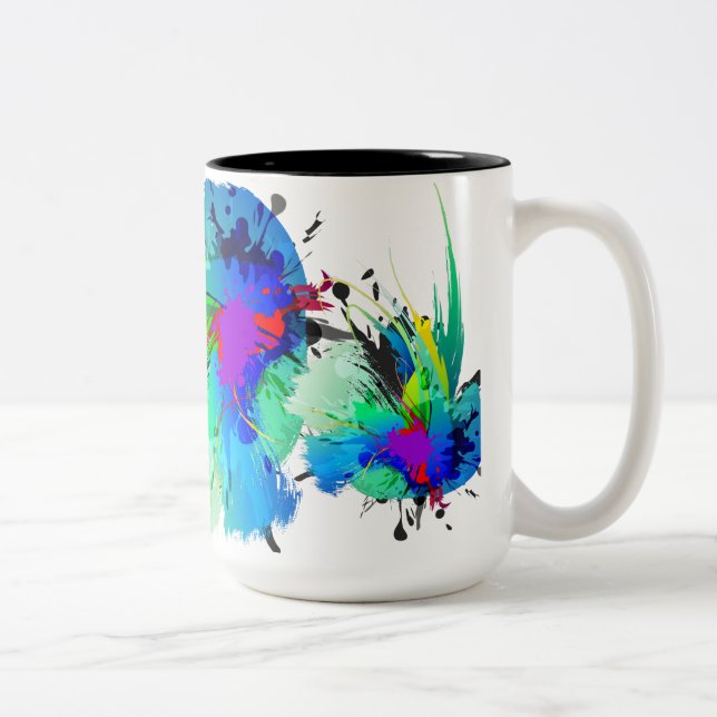 Tasse 2 Couleurs Plaques de peinture Peacock Abstraites (Droit)