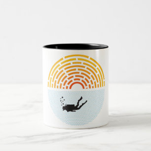 Tasse 2 Couleurs Plongée sous-marine Vintage plongée 80's Retro B
