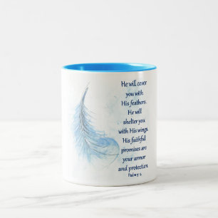 Tasse 2 Couleurs Plume d'aquarelle du psaume 91