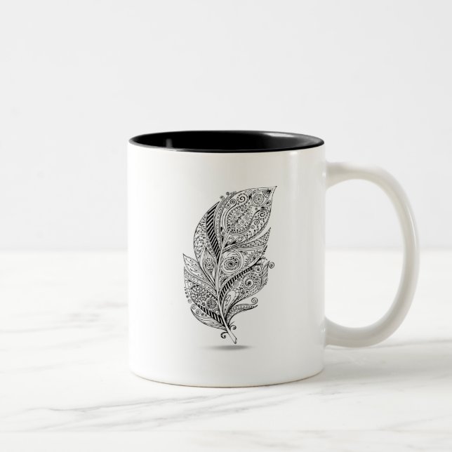 Tasse 2 Couleurs Plume tribale inspirée (Droit)