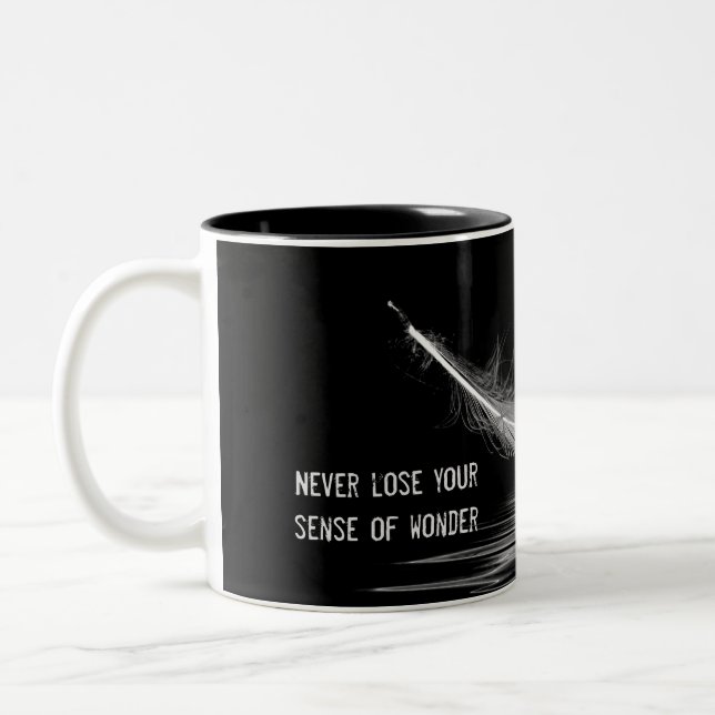 Tasse 2 Couleurs plumes blanches avec citation (Gauche)