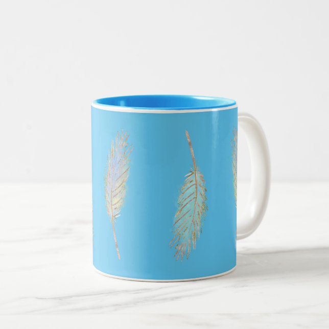 Tasse 2 Couleurs Plumes de Boho (Devant droit)