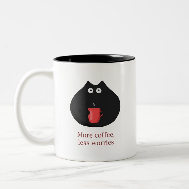 Tasse 2 Couleurs Plus de café moins de soucis (Gauche)