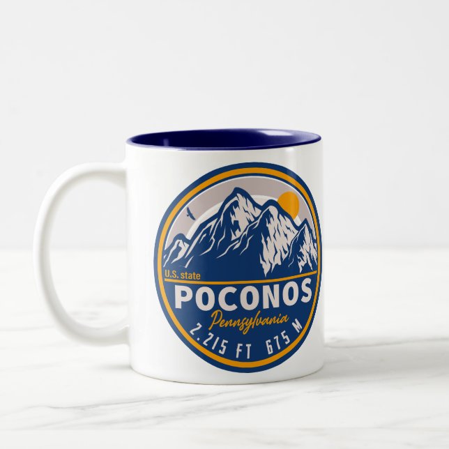 Tasse 2 Couleurs Poconos Pennsylvania Retro Mountains Souvenirs (Gauche)