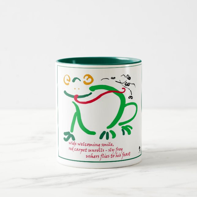 Tasse 2 Couleurs Poème Haiku grenouille (Centre)