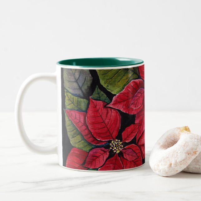 Tasse 2 Couleurs Poinsététie Vibrante En Aquarelle (Avec donut)