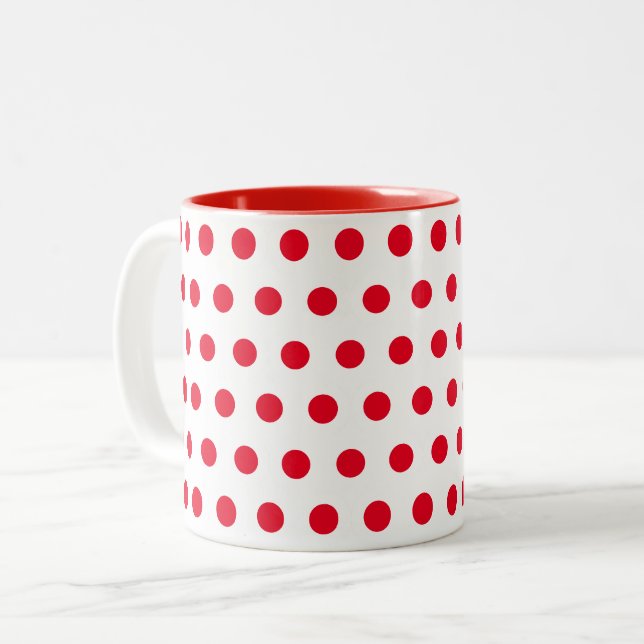 Tasse 2 Couleurs Pois blancs rouges (Devant gauche)