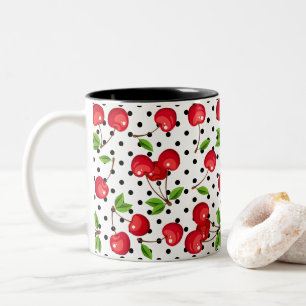 Tasse 2 Couleurs Pois Rockabilly Cherries en blanc