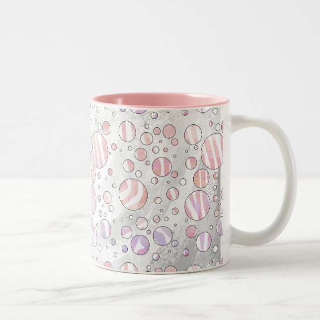 Tasse 2 Couleurs Pois rose et blanc Zebra (Droit)