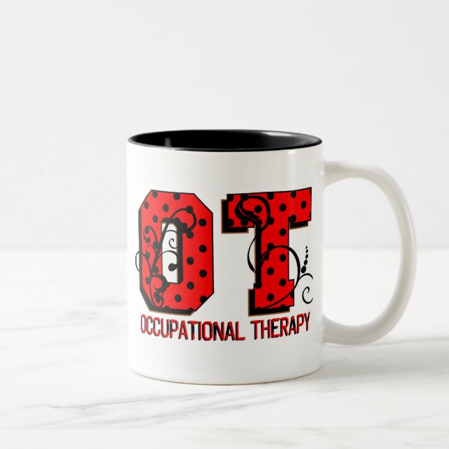 Tasse 2 Couleurs Pois rouge et noir (Droit)