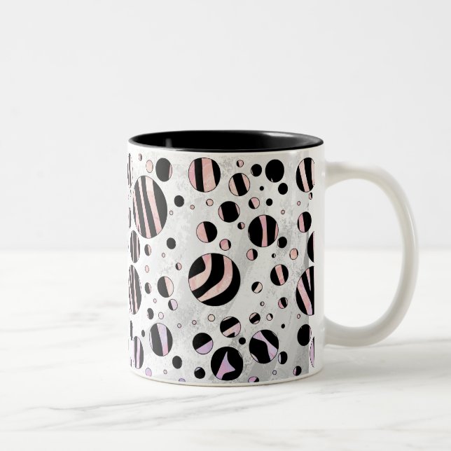 Tasse 2 Couleurs Pois zèbres noirs et roses (Droit)