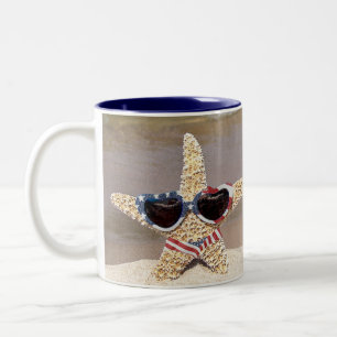 Tasse 2 Couleurs Poisson étoilée patriotique avec drapeau