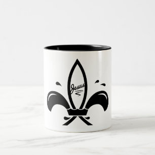 Tasse 2 Couleurs Poisson Jésus Fleur De Lis