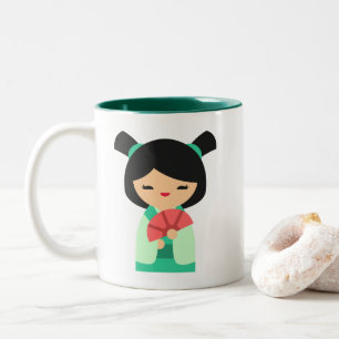 Tasse 2 Couleurs Poisson rose Kokeshi Poupées japonaises