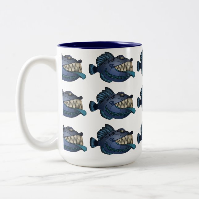 Tasse 2 Couleurs Poissons bleus de "robot" avec l'attitude (Gauche)