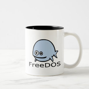 Tasse 2 Couleurs Poissons de FreeDos - bleu avec le nom