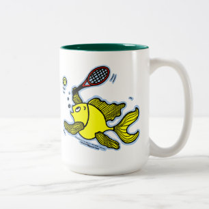 Tasse 2 Couleurs Poissons de tennis, poissons jouant au tennis