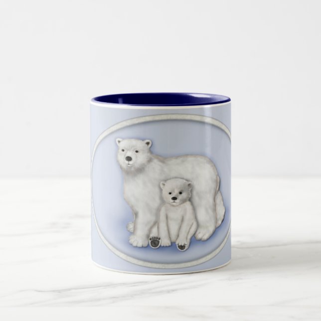 Tasse 2 Couleurs Polar Bear Maman et Cub. (Centre)