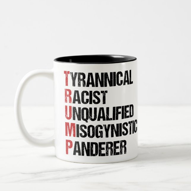 Tasse 2 Couleurs Politique acrostique et drôle contre Trump (Gauche)