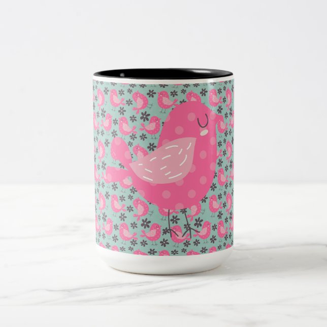 Tasse 2 Couleurs Polka Dot Birds and Flowers (Centre)