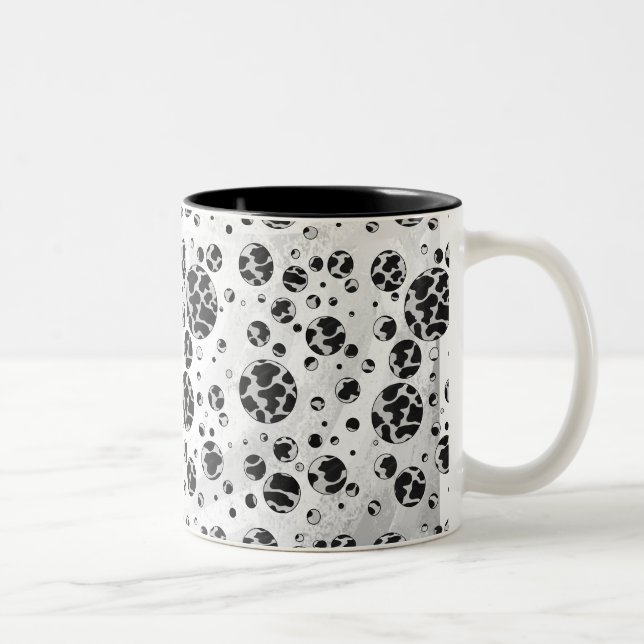 Tasse 2 Couleurs Polka Dot Vache noir et blanc (Droit)