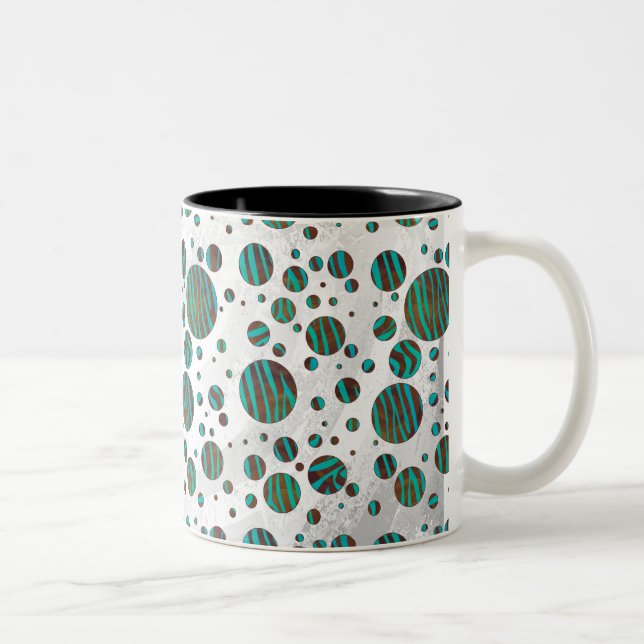Tasse 2 Couleurs Polka Dot Zebra Brown et Turquoise (Droit)