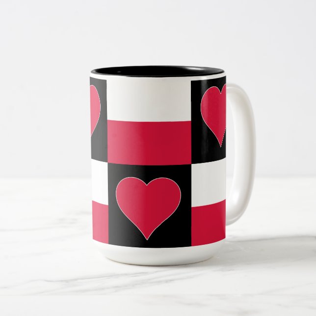 Tasse 2 Couleurs Pologne Drapeau Coeur Motif Patriotique Polonais P (Devant droit)