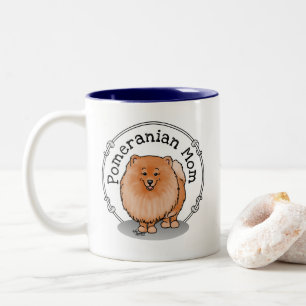 Tasse 2 Couleurs Pomeranian Maman Pom Maman (rouge orange) Mignonne