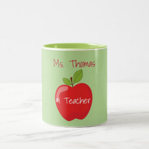 Tasse 2 Couleurs Pomme enseignant verte et rouge