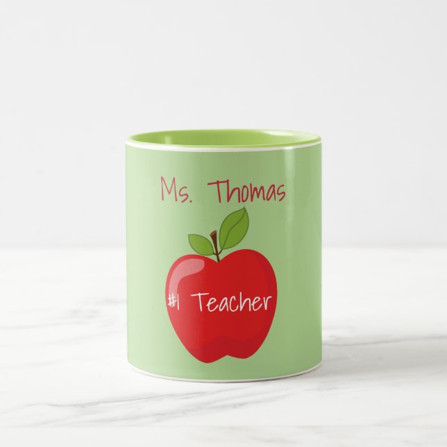 Tasse 2 Couleurs Pomme enseignant verte et rouge (Centre)
