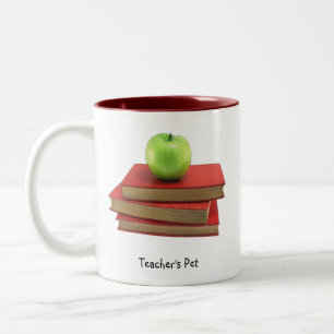 Tasse 2 Couleurs Pomme verte et livres rouges Enseignant's Pet Drin