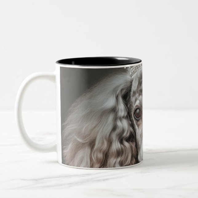 Tasse 2 Couleurs Poodle gris habillé en princesse (Gauche)