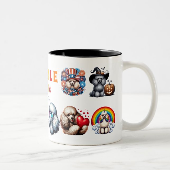 Tasse 2 Couleurs Poodle Love Cadeau Pour Amoureux des animaux (Droit)