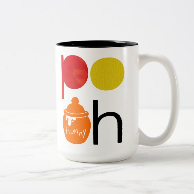 Tasse 2 Couleurs Pooh | Aquarelle avec Pot Hunny (Droit)