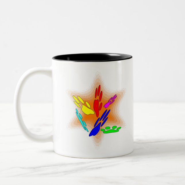 Tasse 2 Couleurs Pop Art Chien Empreintes de pattes (Gauche)