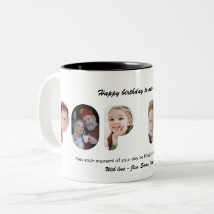 Tasse 2 Couleurs Pop Pop Collage de Photos Personnalisé Papy