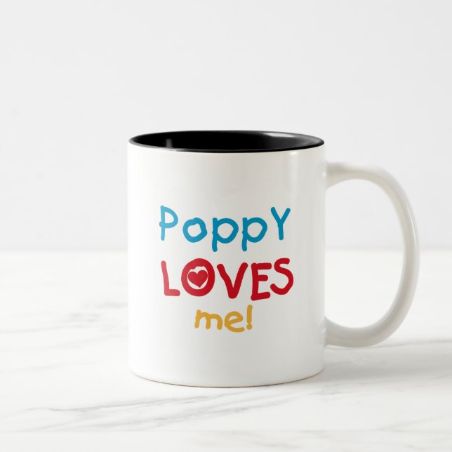 Tasse 2 Couleurs Poppy aime moi t-shirts et cadeaux (Droit)